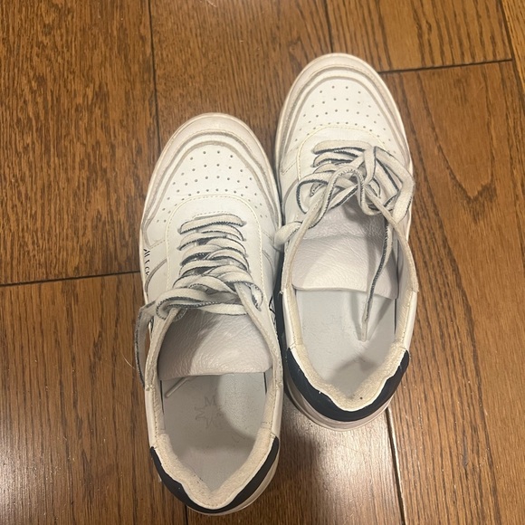 White and Blue Leather Sneakers with Cushioned Sole , custom made in 🇮🇹 - Picture 3 of 5